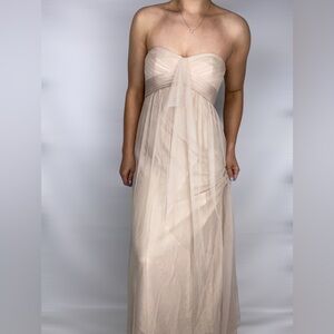 AMSALE Strapless Sweetheart Ruched‎ Drape Tulle Gown Prom Bridesmaid Dress